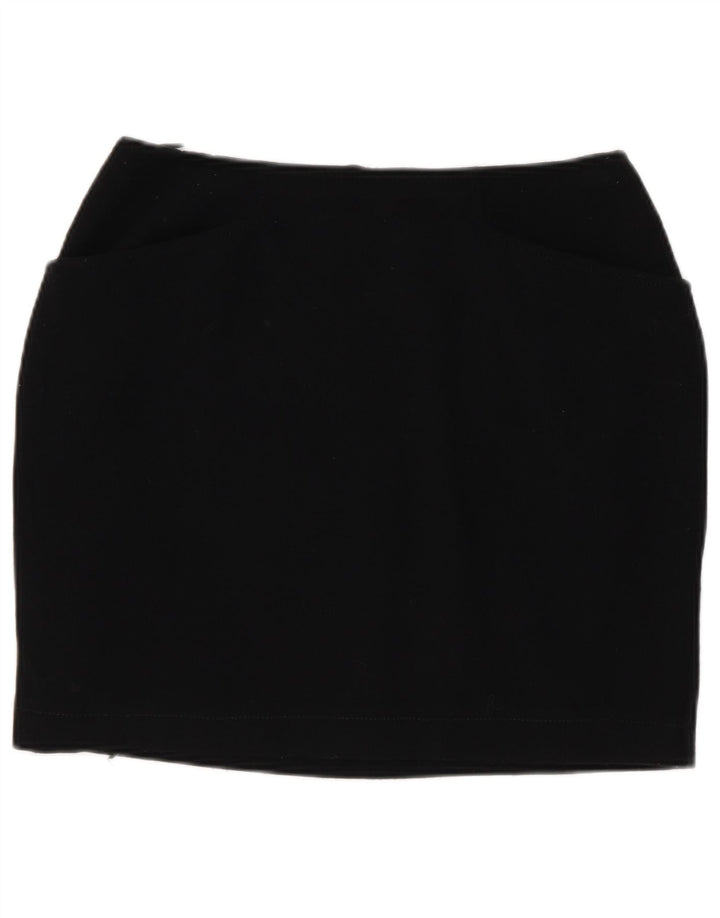 Marella Damen Minirock UK 10 Small W26 Schwarze Wolle