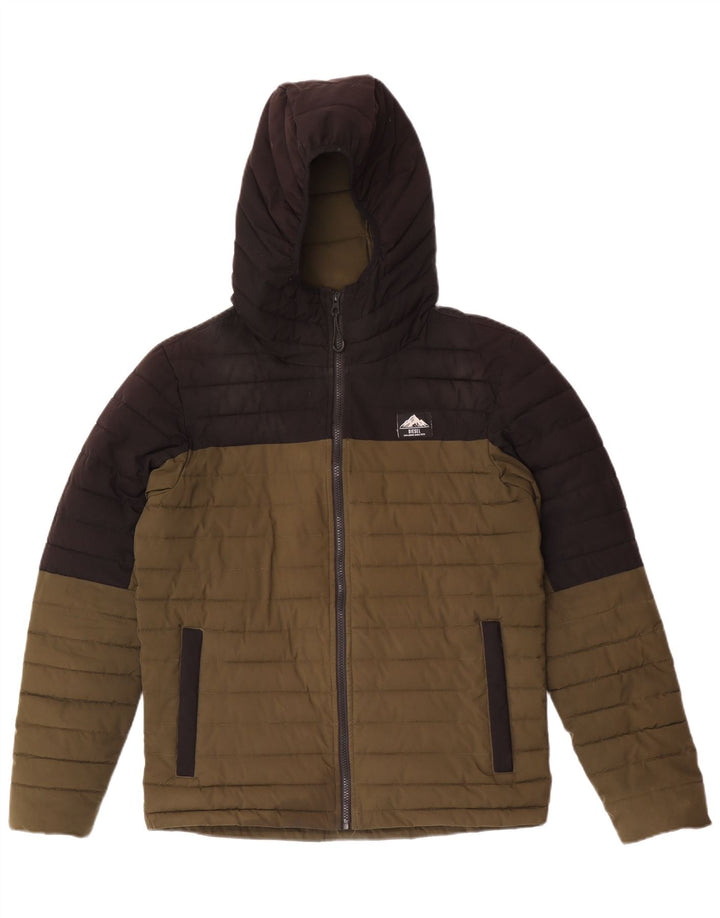 Diesel Herren-Jacke mit Kapuze, gepolstert, UK 38, mittlerer Khaki-Farbblock