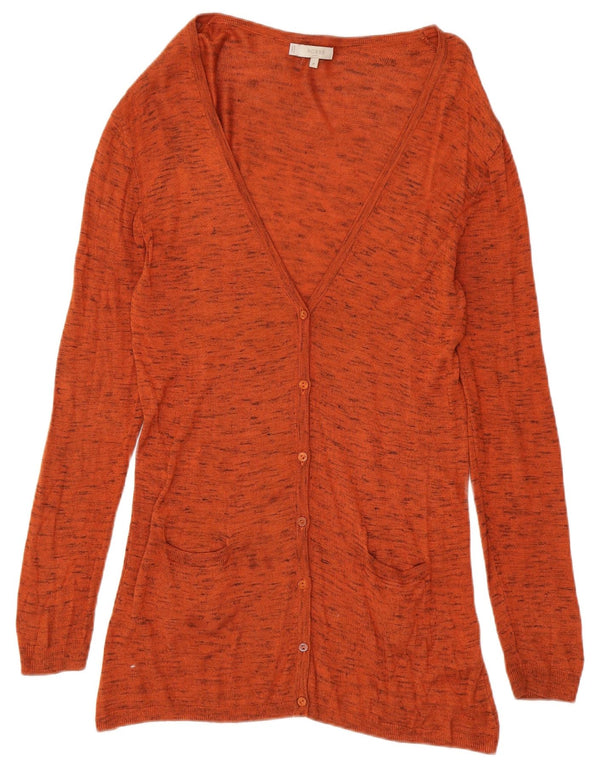 Hobbs Longline-Strickjacke für Damen, UK 12, mittelbraun gefleckte Viskose