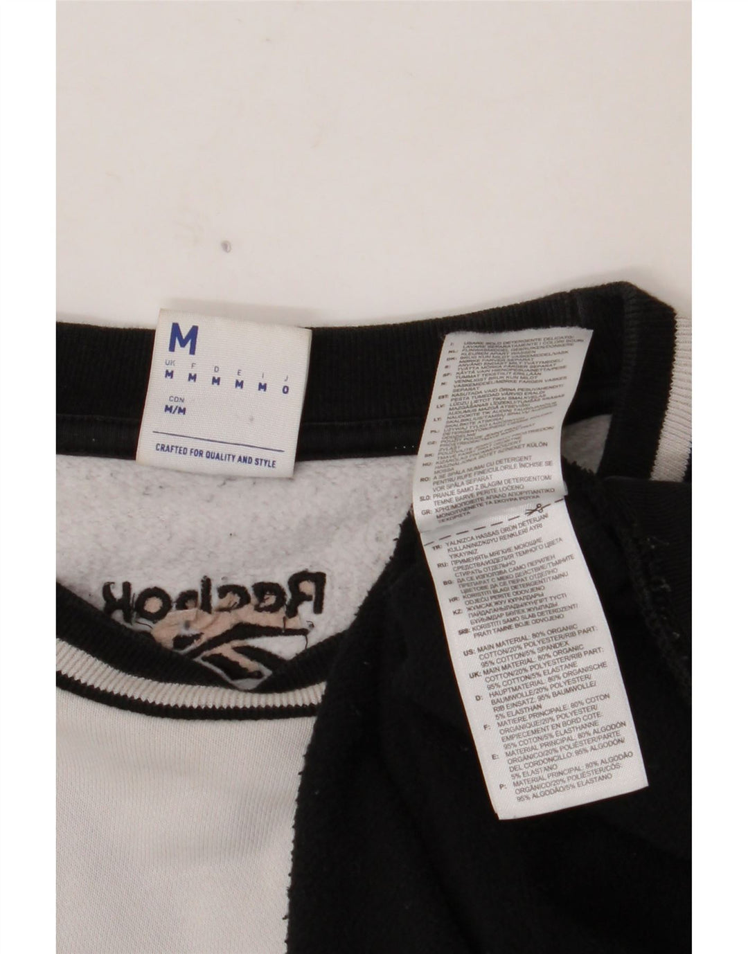 REEBOK Herren Grafik-Sweatshirt-Pullover, Mittelschwarz, Colourblock-Baumwolle