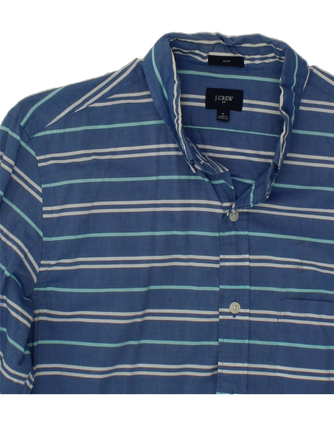 J. CREW Mens Slim Shirt Medium Blue Striped Cotton Vintage J. Crew and Second-Hand J. Crew from Messina Hembry 