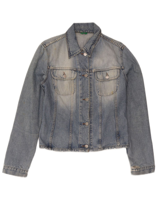 Benetton Damen Jeansjacke UK 12 Mittelblaue Baumwolle