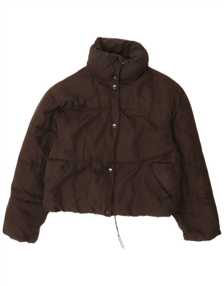 Zara Damen Übergroße wattierte Jacke UK 10 Small Schwarz Polyester