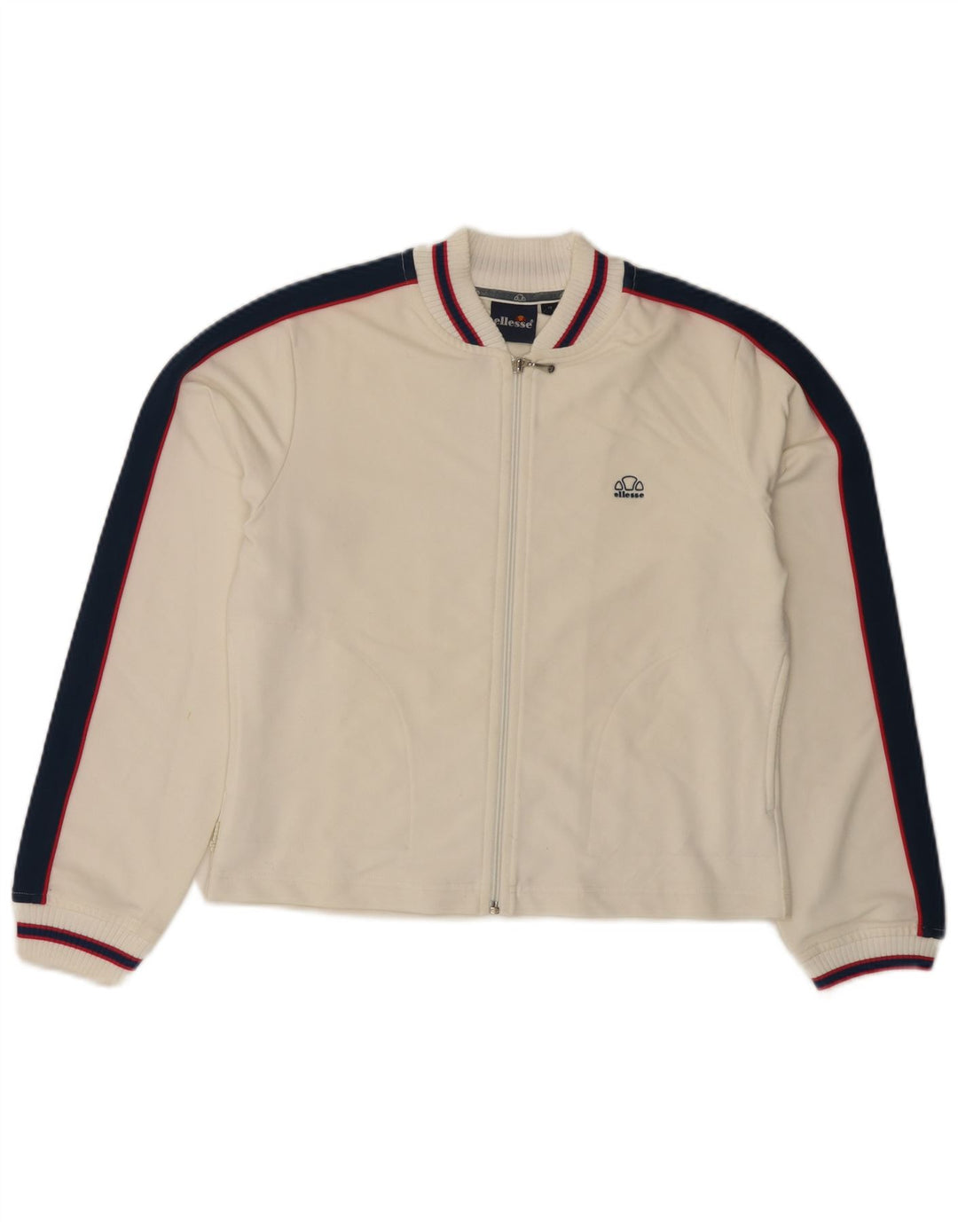 ELLESSE Womens Crop Trainingsanzug Top Jacke UK 12 Medium Off White Polyester