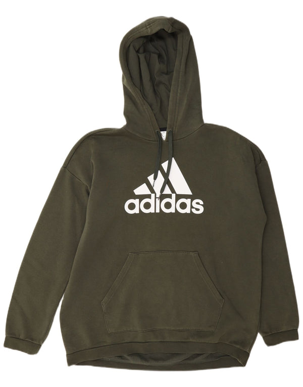 Adidas Womens Graphic Oversized Hoodie Pullover UK 12/14 Mittelgrüne Baumwolle