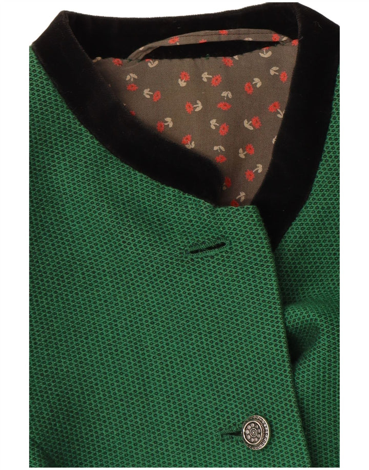 Vintage Damen Blazerjacke mit 5 Knöpfen, Gr. 8, klein, grün gefleckt