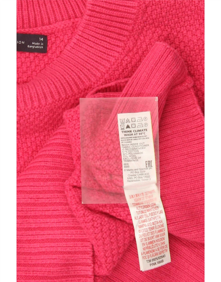 Marks & Spencer Damen Rollkragenpullover, kurz geschnitten, Gr. 14, Rosa