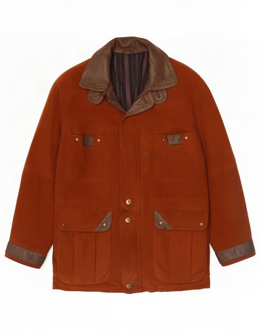Maddox Herren-Utility-Jacke aus Wildleder, IT 52 XL, Braun, Farbblock