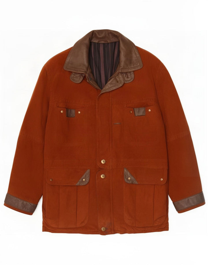 Maddox Herren-Utility-Jacke aus Wildleder, IT 52 XL, Braun, Farbblock