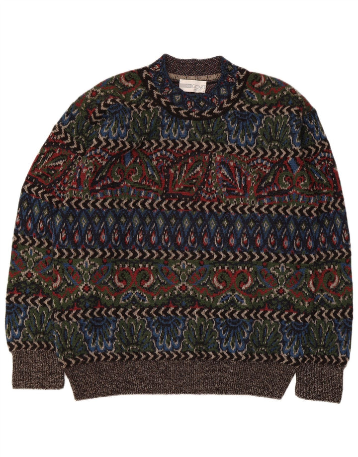 Vintage Herren Rollkragenpullover Pullover Große mehrfarbige geometrische Wolle