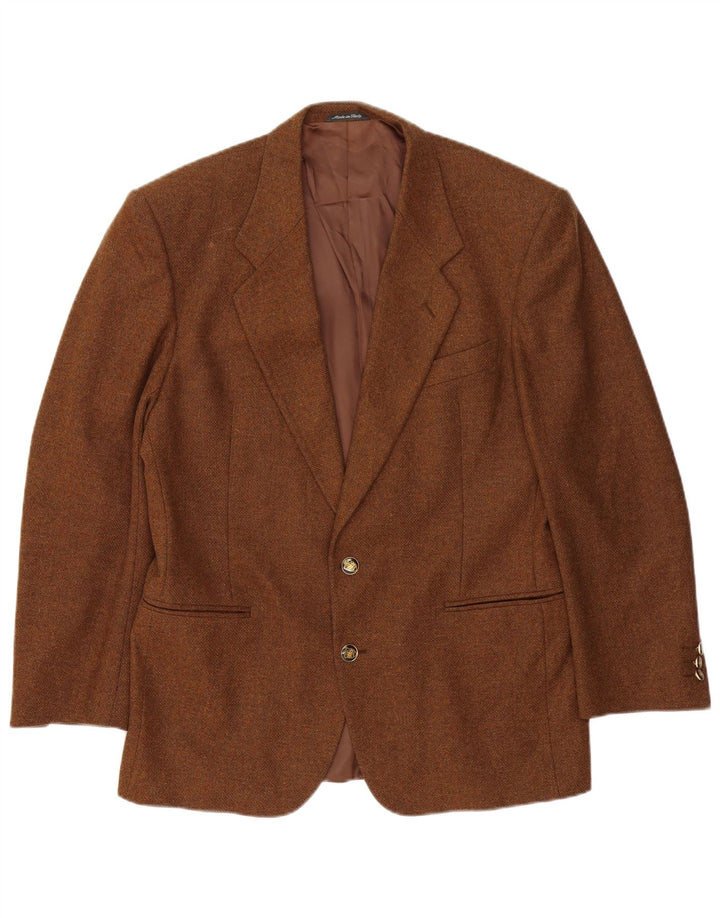 Ferre Herren-Blazer mit 2 Knöpfen, IT 50, große braun gesprenkelte Wolle