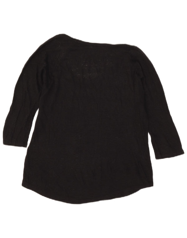 Zara Damen Top 3/4 Ärmel UK 12 Medium Schwarz