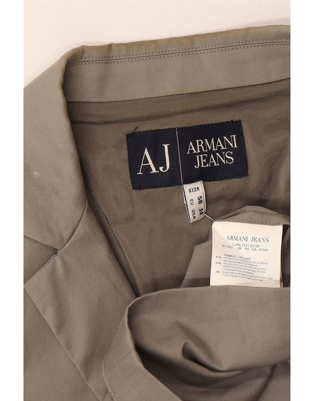Armani Jeans Damen 2-Knopf-Blazerjacke US 14 XL Graue Baumwolle