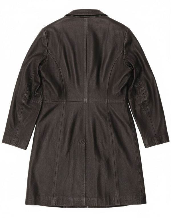Vintage Damen Ledermantel UK 12 Mittelschwarzes Leder