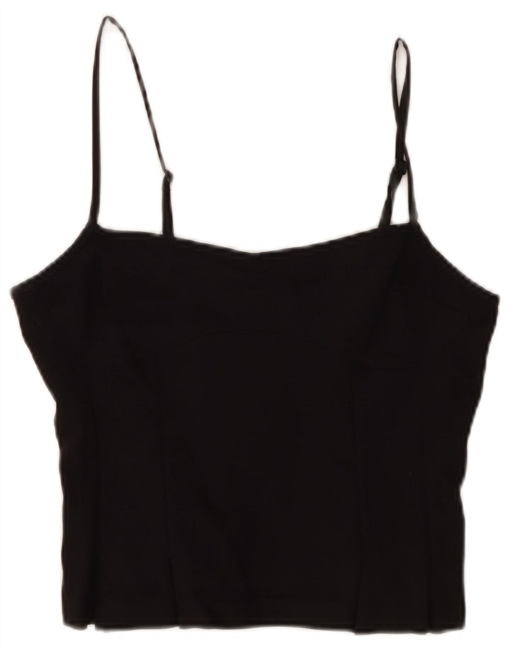 Peachy Den Damen Crop Cami Top UK 12 Mittelschwarze Baumwolle
