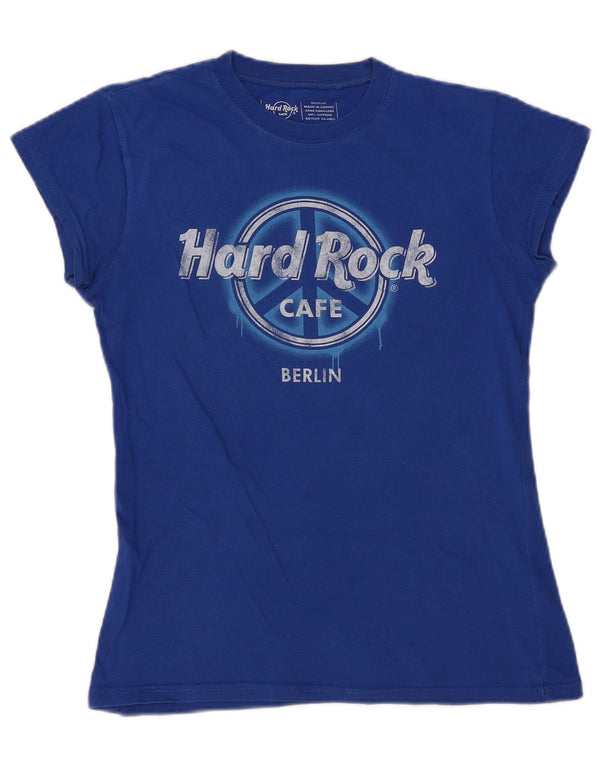 Hard Rock Cafe Damen Berlin Graphic T-Shirt Top UK 12 Mittelblaue Baumwolle