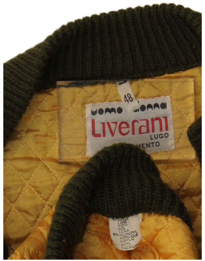 Liverani Herren-Cardigan, ärmellos, IT 48, mittlere Khaki-Wolle