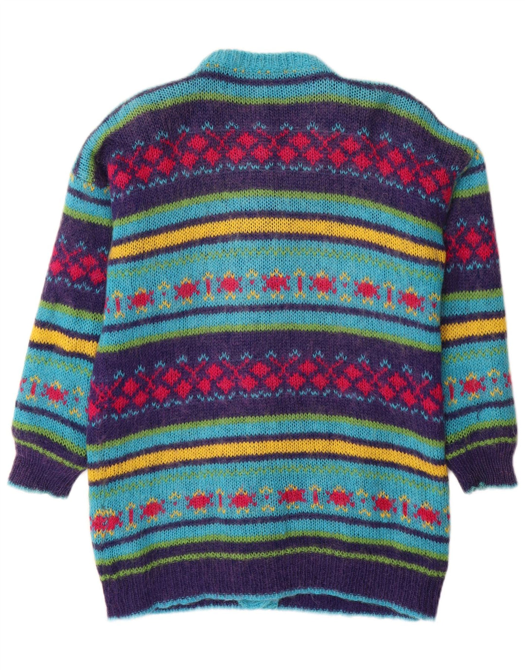 Vintage Damen Cardigan Pullover UK 14 Medium Mehrfarbig Fair Isle
