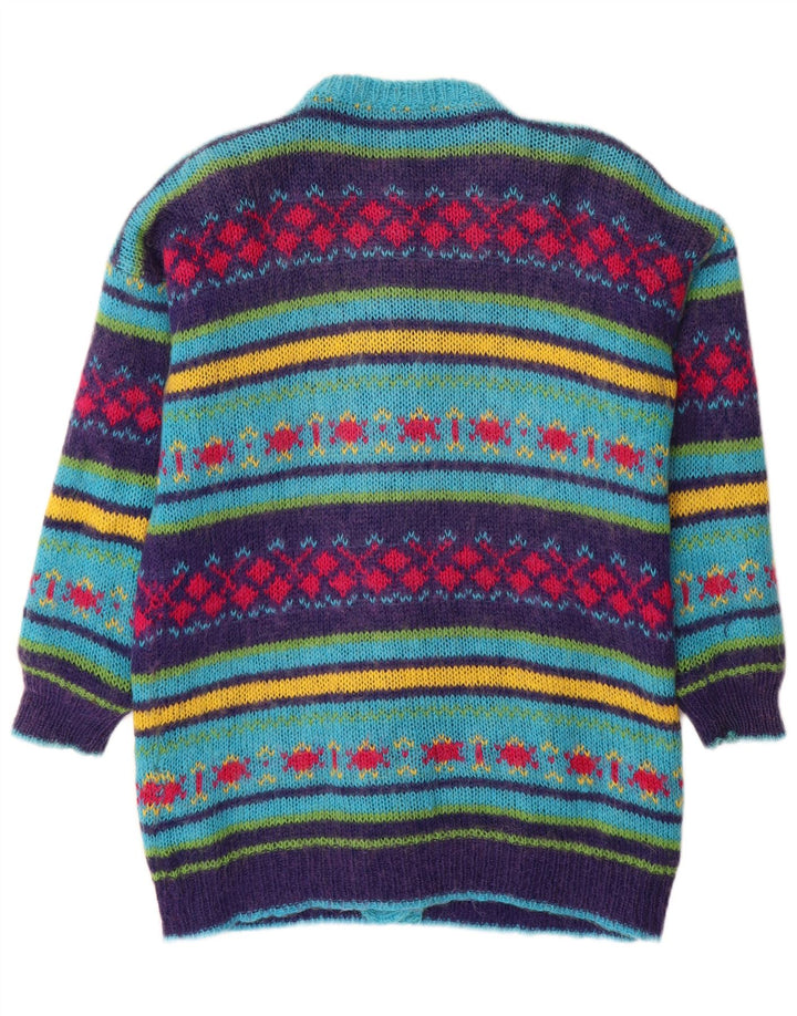 Vintage Damen Cardigan Pullover UK 14 Medium Mehrfarbig Fair Isle