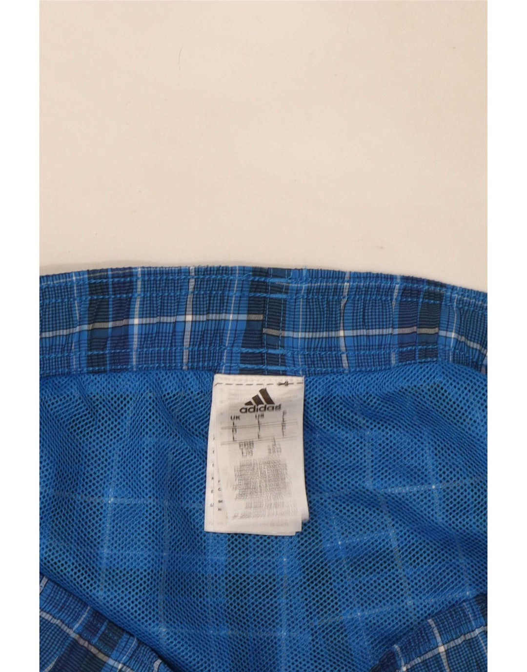Adidas Herren-Badeshorts, groß, marineblau, kariert, Polyester