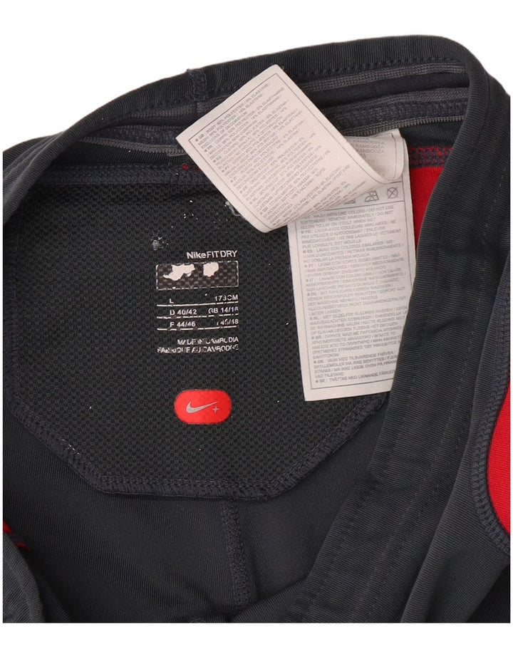 NIKE Damen Bermuda Sport Shorts UK 14/16 Large Grau Farbblock