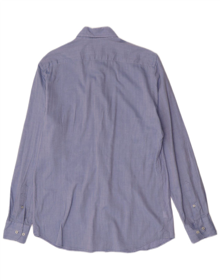 Massimo Dutti Herrenhemd EU 40 15 1/2 mittelblaue Baumwolle