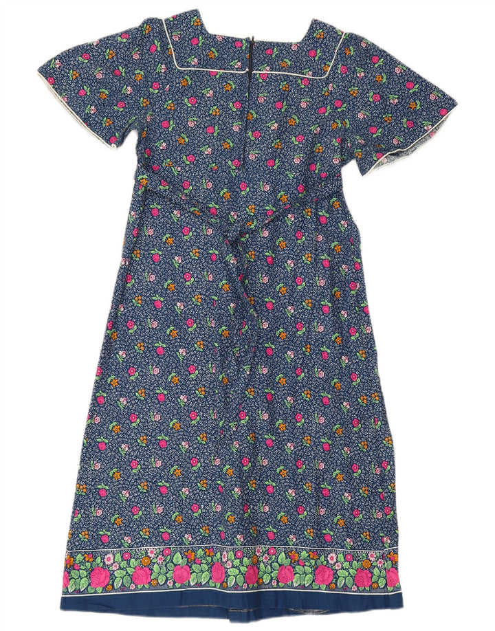 Nuova Moda Damen Maxikleid IT 44 Mittelblau geblümt