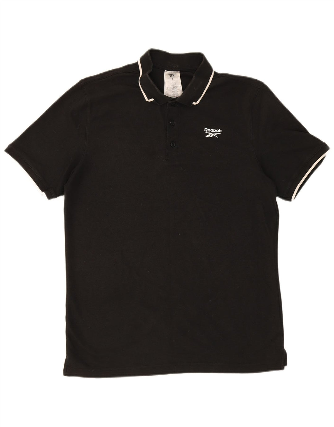 REEBOK Mens Polo Shirt Large Black Cotton