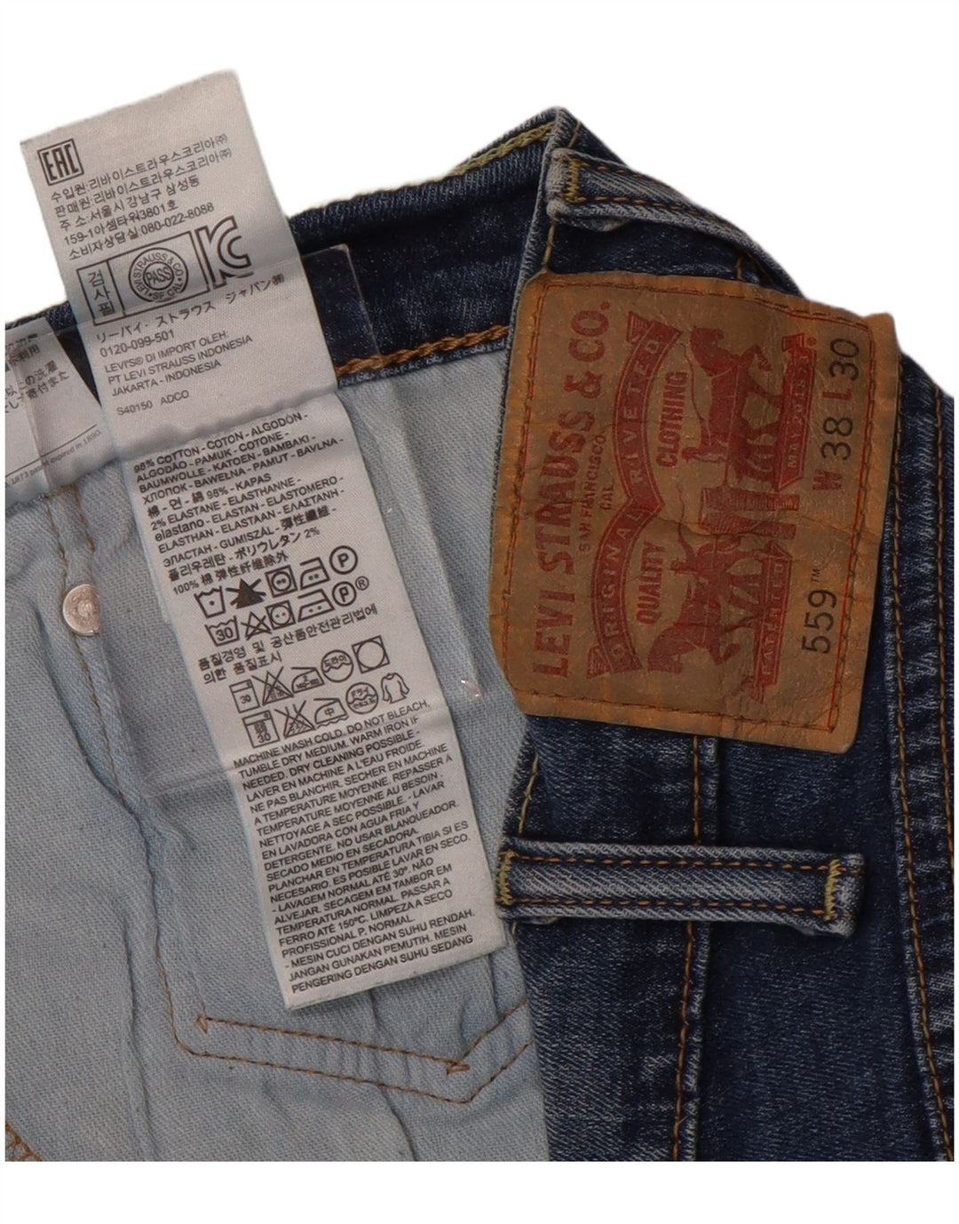 LEVI'S Herren 559 Denim Shorts W38 XL Blaue Baumwolle