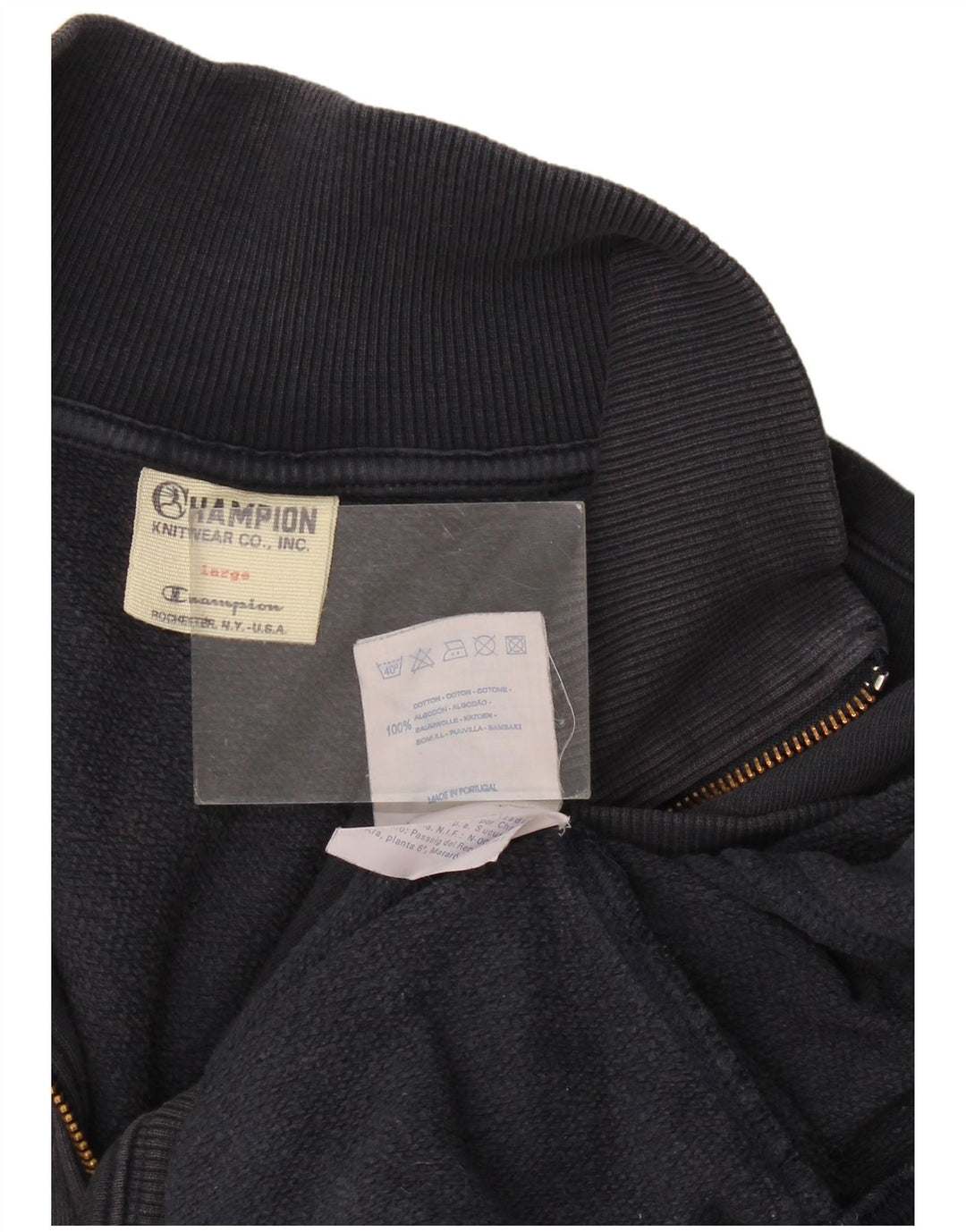 Champion Herren-Sweatshirt mit Reißverschluss am Hals, groß, marineblau, Baumwolle