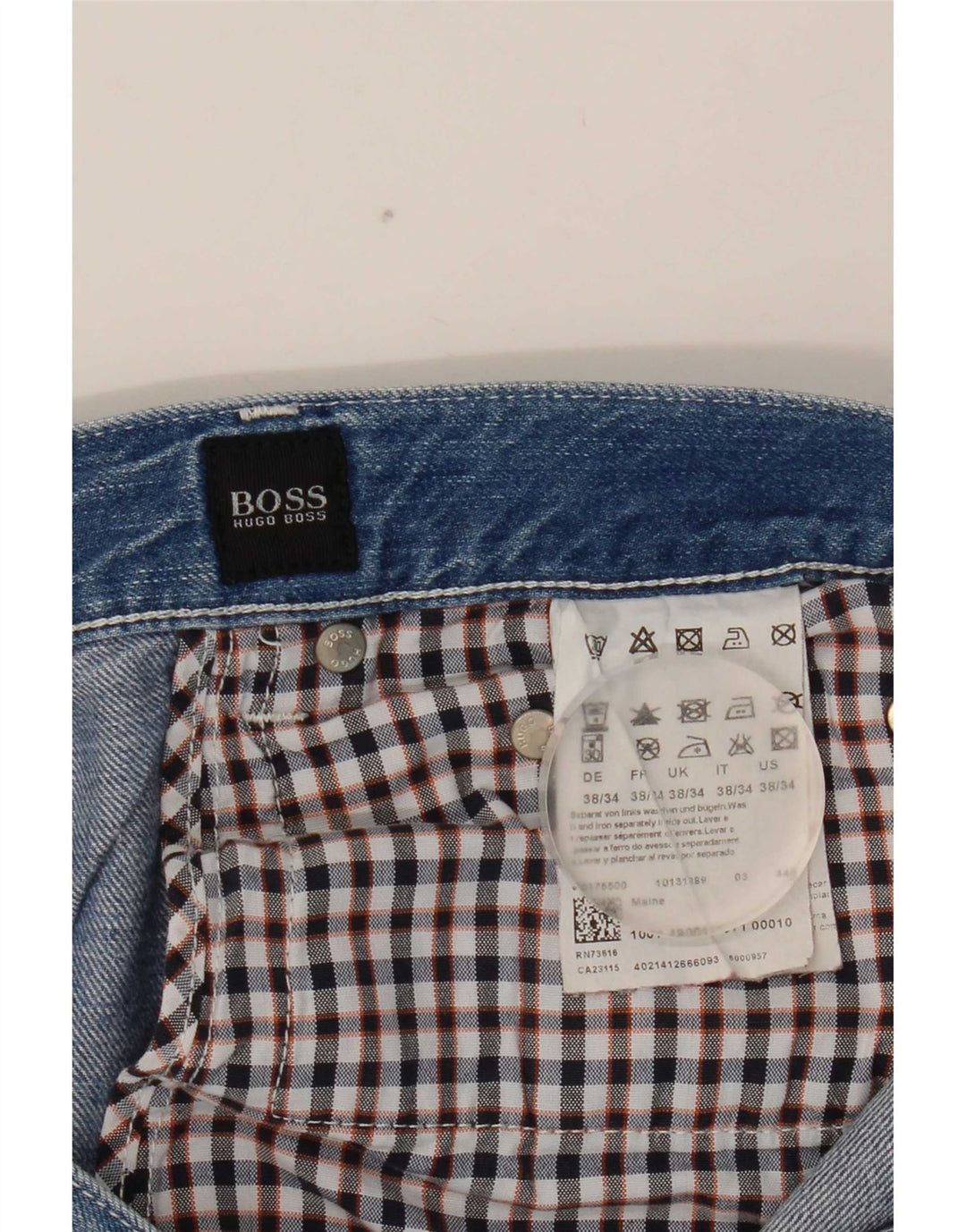 Hugo Boss Herren Straight Jeans W38 L34 Blaue Baumwolle