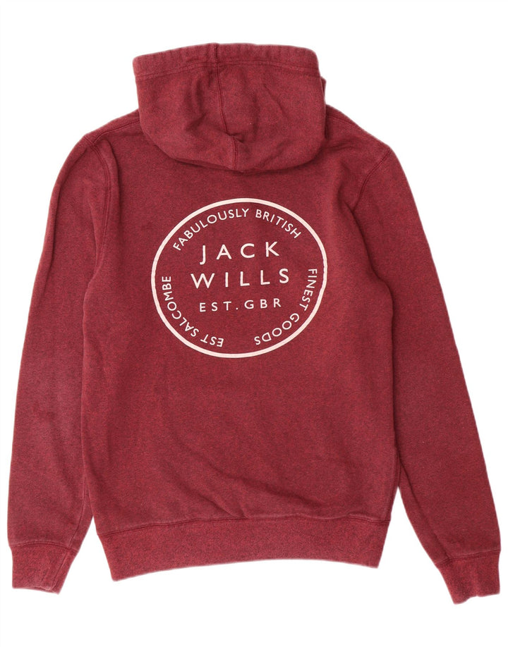 JACK WILLS Herren-Kapuzenpullover mit Grafik, klein, Burgunderrot, gesprenkelte Baumwolle