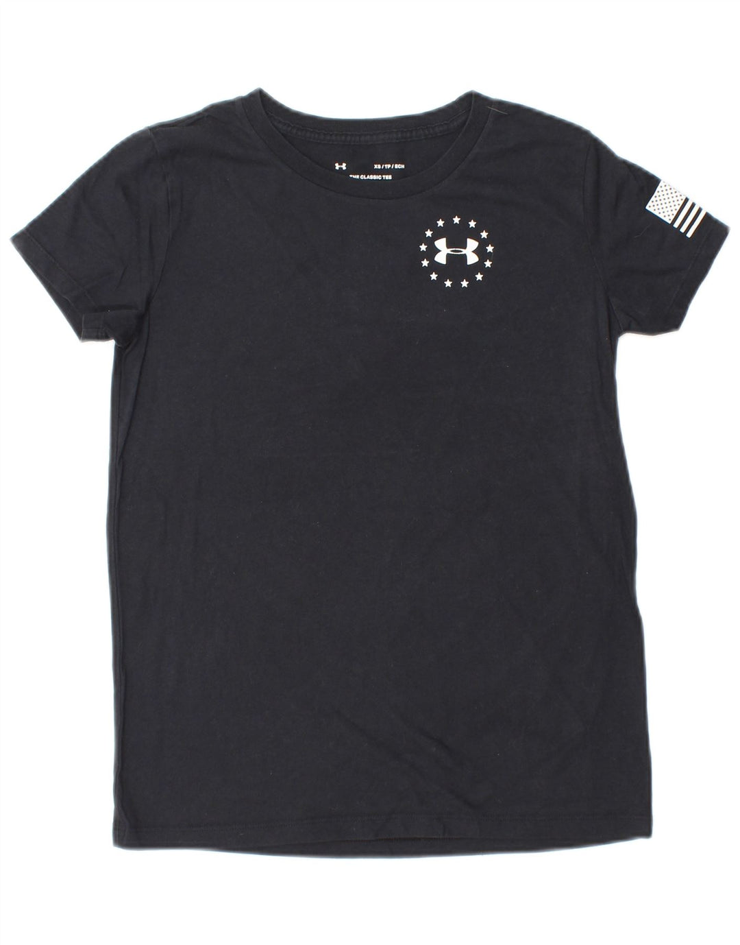 UNDER ARMOUR Damen Grafik-T-Shirt-Oberteil UK 6 XS Schwarz gestreift