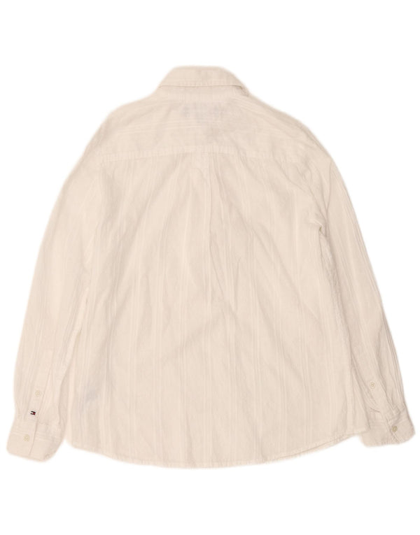 Tommy Hilfiger Womens Relaxed Fit Pullover Shirt UK 10 Small Weiß gestreift