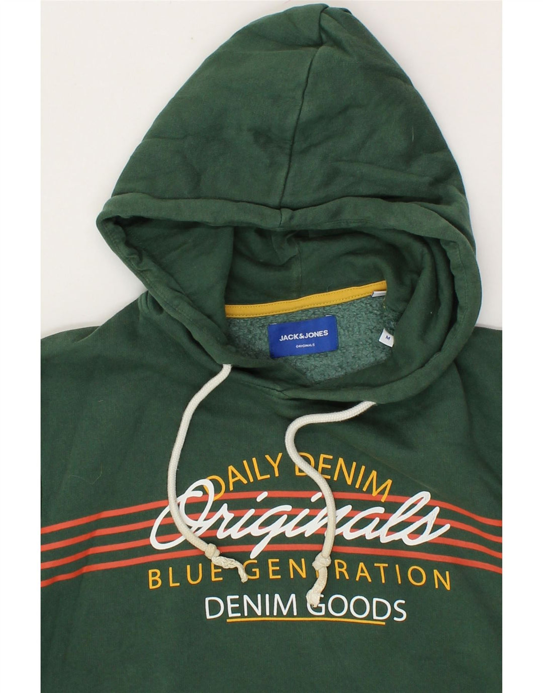 JACK & JONES Mens Graphic Hoodie Jumper Medium Green Cotton Vintage Jack & Jones and Second-Hand Jack & Jones from Messina Hembry 
