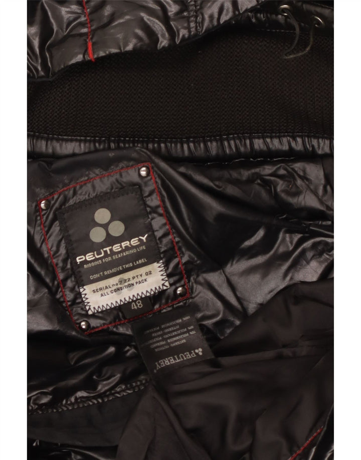PEUTEREY Herren-Jacke mit Kapuze, gepolstert, EU 48, Größe S, Schwarz, Polyamid