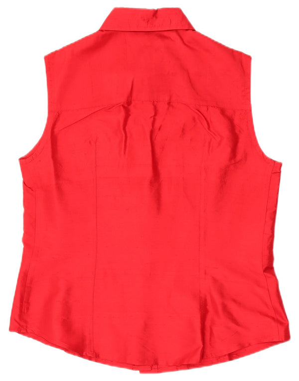 Vintage Womens Sleeveless Shirt Blouse UK 14 Large Red