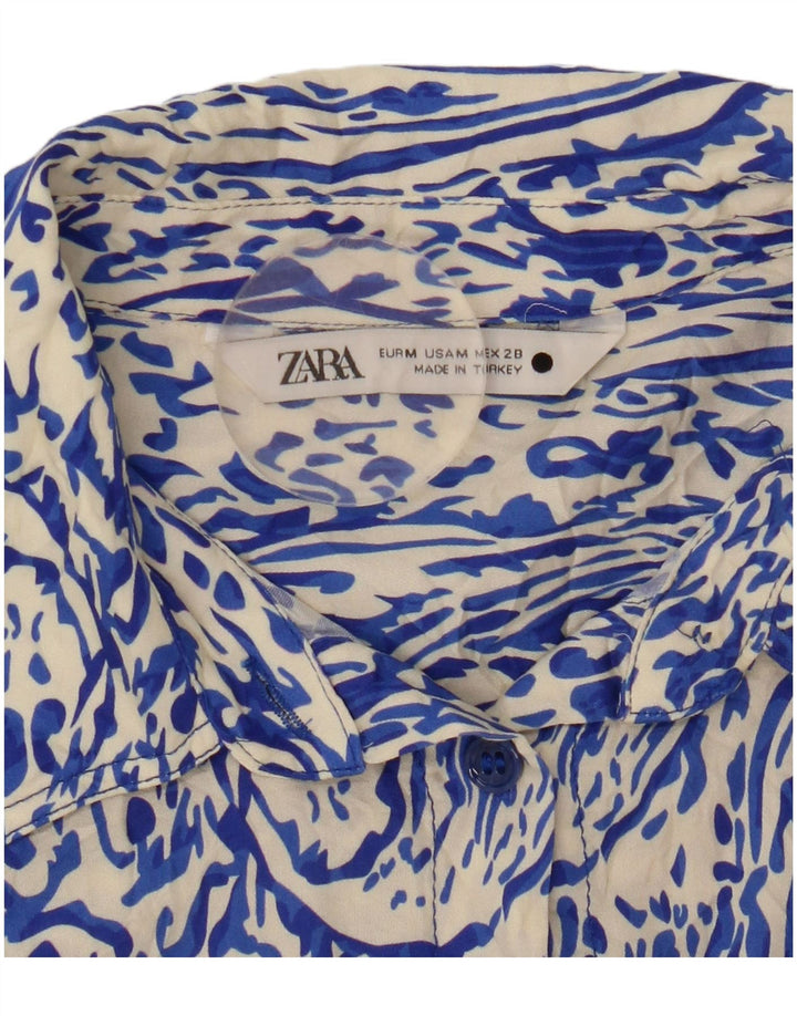 Zara Damen Hemd UK 14 Mittelblau Paisley