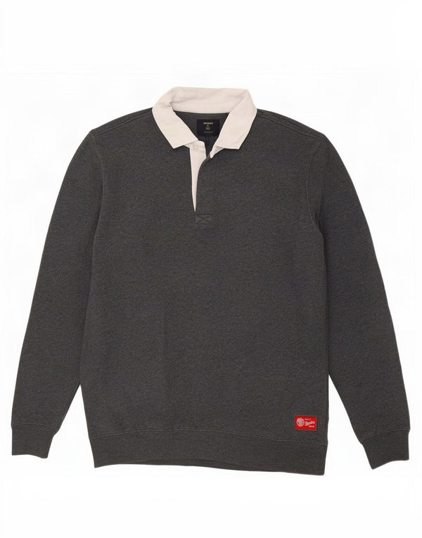 Superdry Mens Polo Neck Sweatshirt Jumper Small Grey Colourblock Cotton