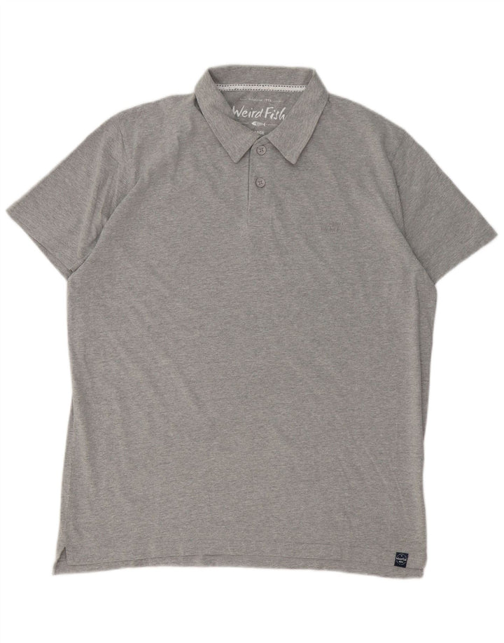 Weird Fish Herren-Poloshirt, große graue Baumwolle