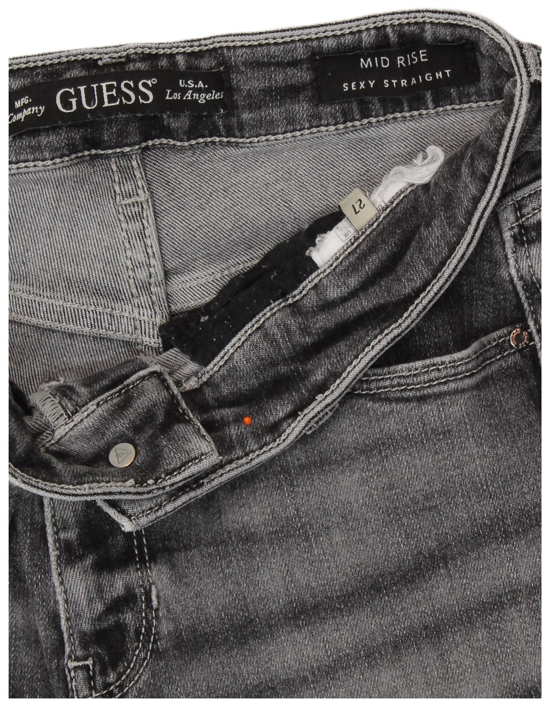 GUESS Damen Mid Rise Straight Jeans W27 L30 Grau