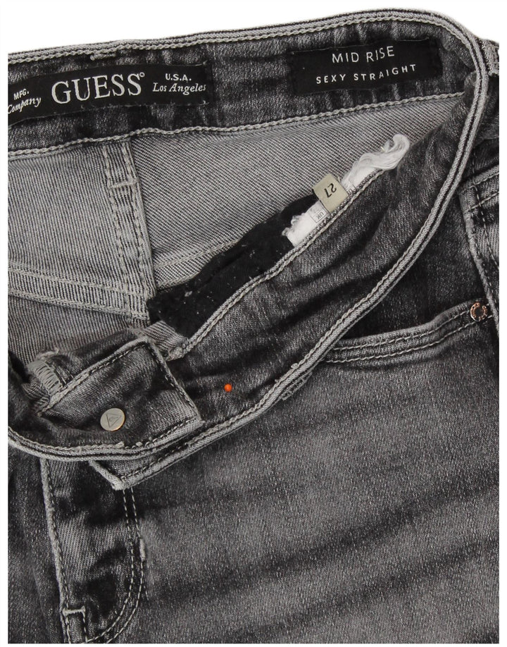 GUESS Damen Mid Rise Straight Jeans W27 L30 Grau