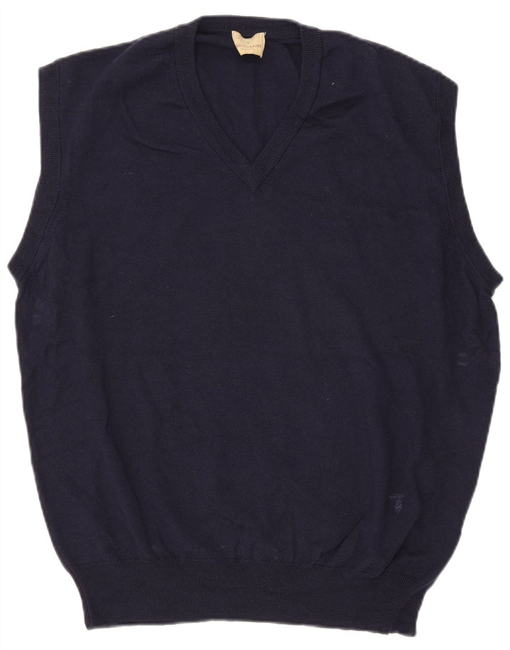 Trussardi Herren Weste Tank Top Large Marineblaue Merinowolle