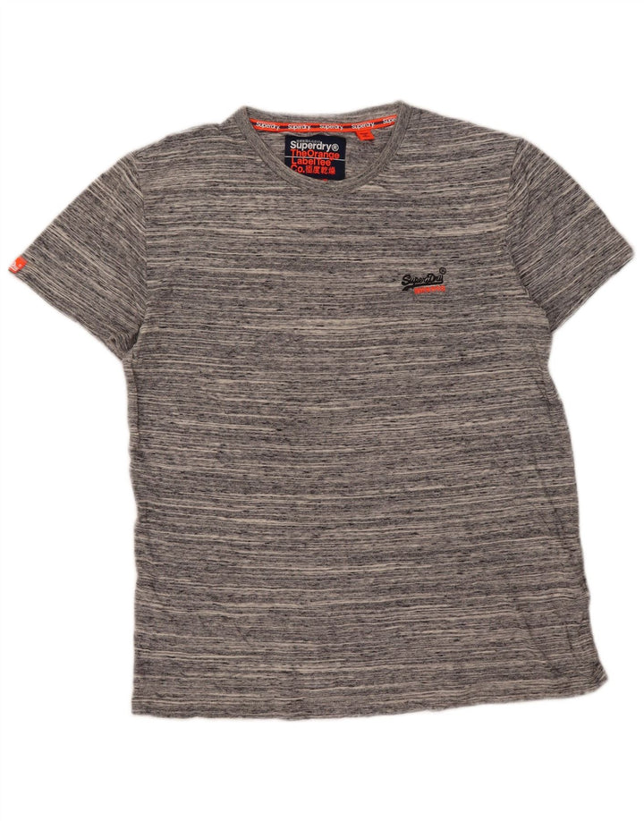 Superdry Herren-T-Shirt-Oberteil, groß, grau gefleckte Baumwolle