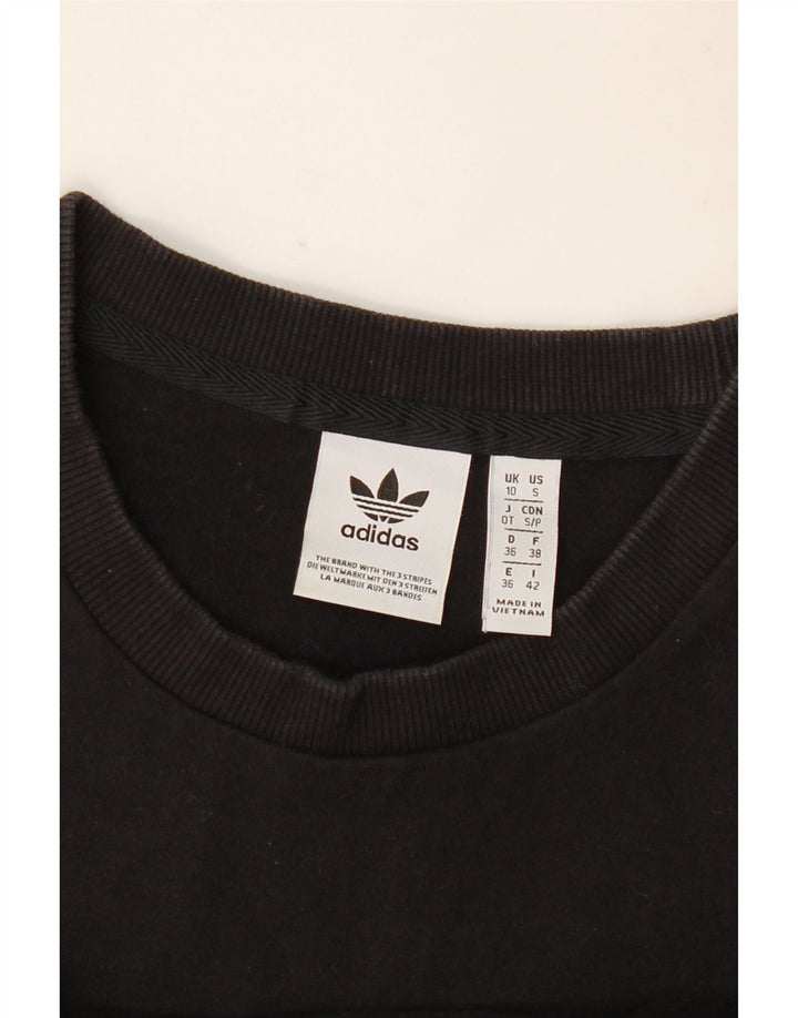 Adidas Damen Übergroßes T-Shirt Top UK 10 Small Schwarz
