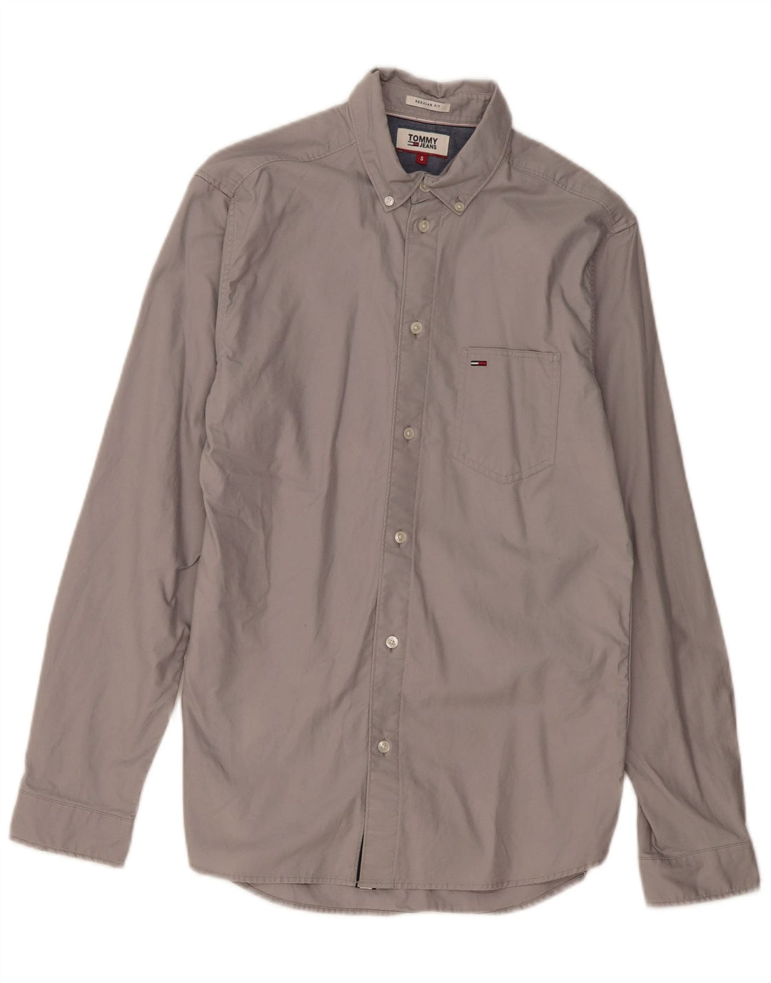 TOMMY HILFIGER Herren-Hemd mit normaler Passform, kleine graue Baumwolle