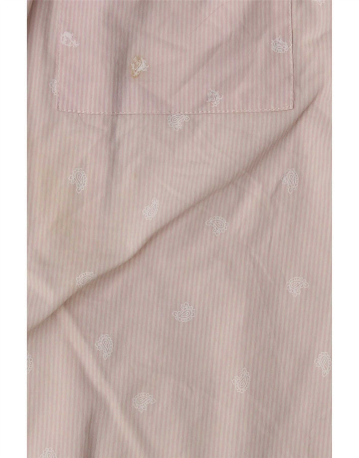 Zara Damen Langarm-Pullover-Hemd UK 12 Mittelrosa Paisley-Baumwolle