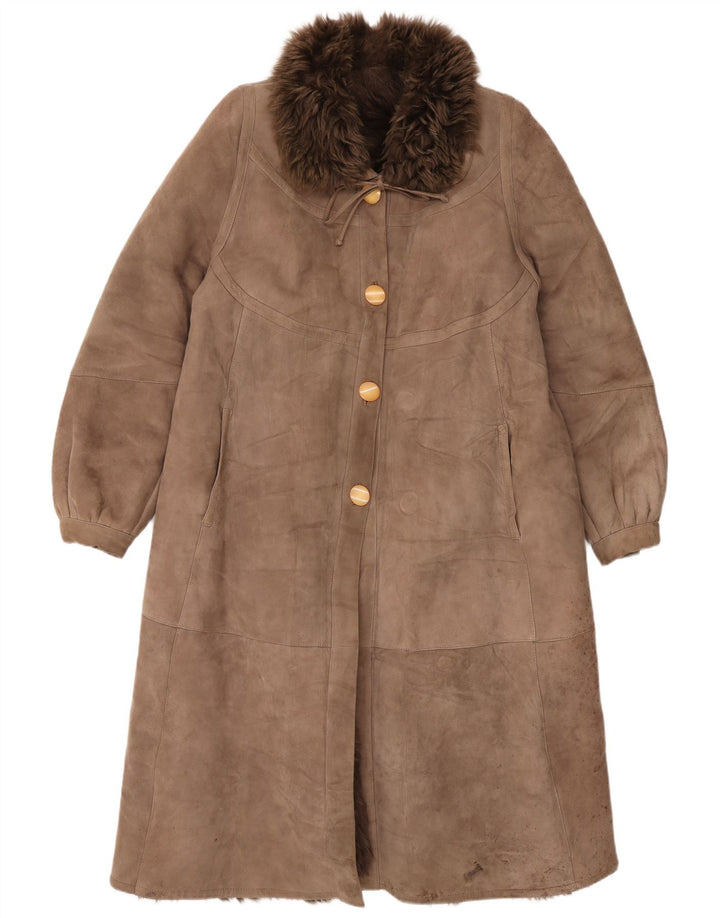 Vintage Damen Lammfellmantel UK 14 Mittelbraun