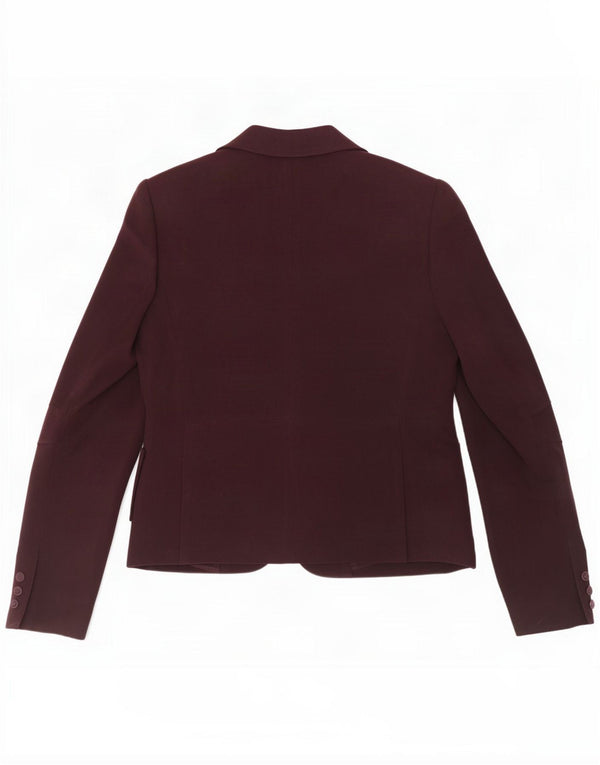 Jigsaw Damen-Blazerjacke mit 3 Knöpfen, UK 10, kleine burgunderrote Wolle