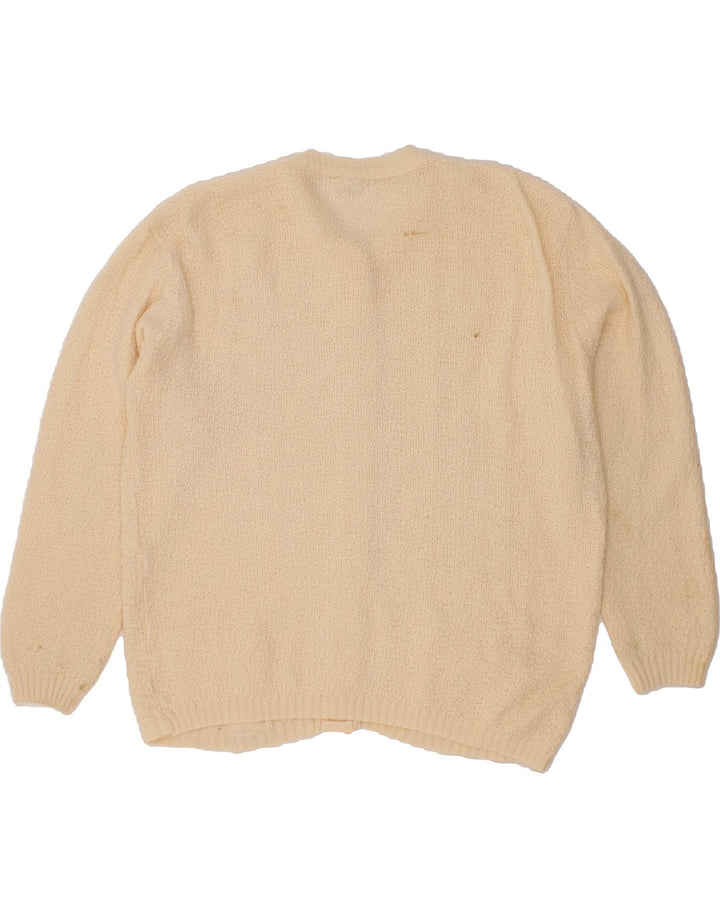 VINTAGE Womens Cardigan Sweater UK 14 Large Beige Vintage Vintage and Second-Hand Vintage from Messina Hembry 